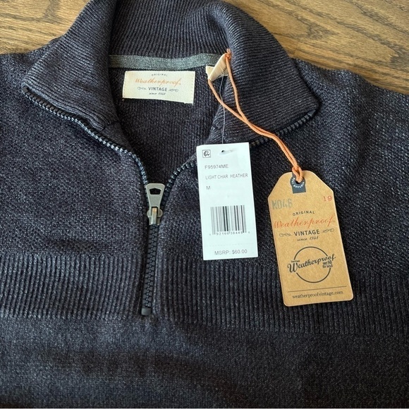 NWT weatherproof 1/4 zip medium weight sweater in color char Heather brown/grey - Picture 2 of 5